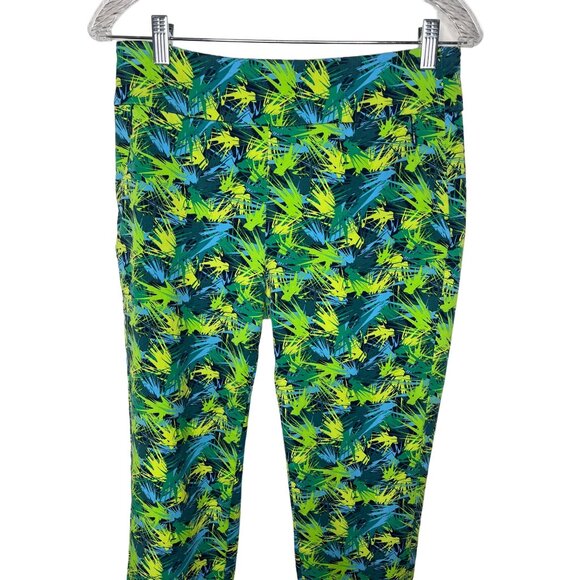 Soft Surroundings Womens S Ankle Pants Blue Green Print Pull On Stretch Casual - Picture 2 of 13